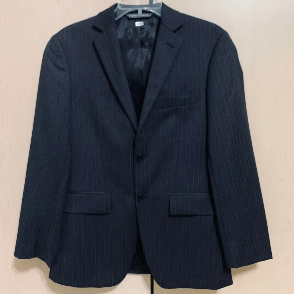 Perry Ellis Portfolio Men's 36S Pinstripe 2-Button Gray Wool Blazer Suit Jacket